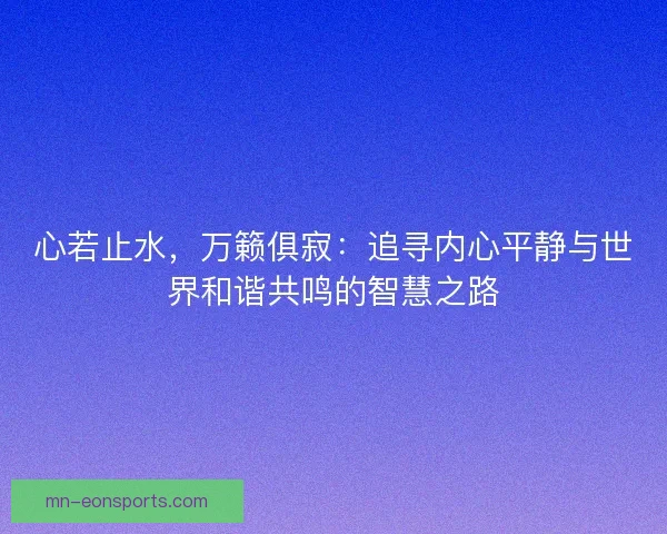 心若止水，万籁俱寂：追寻内心平静与世界和谐共鸣的智慧之路